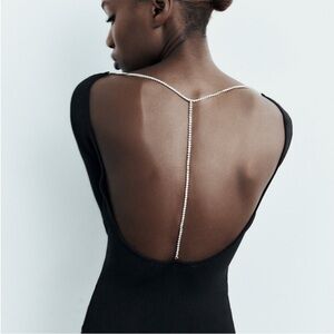 ZARA RHINESTONE CHAIN KNIT BODYSUIT
